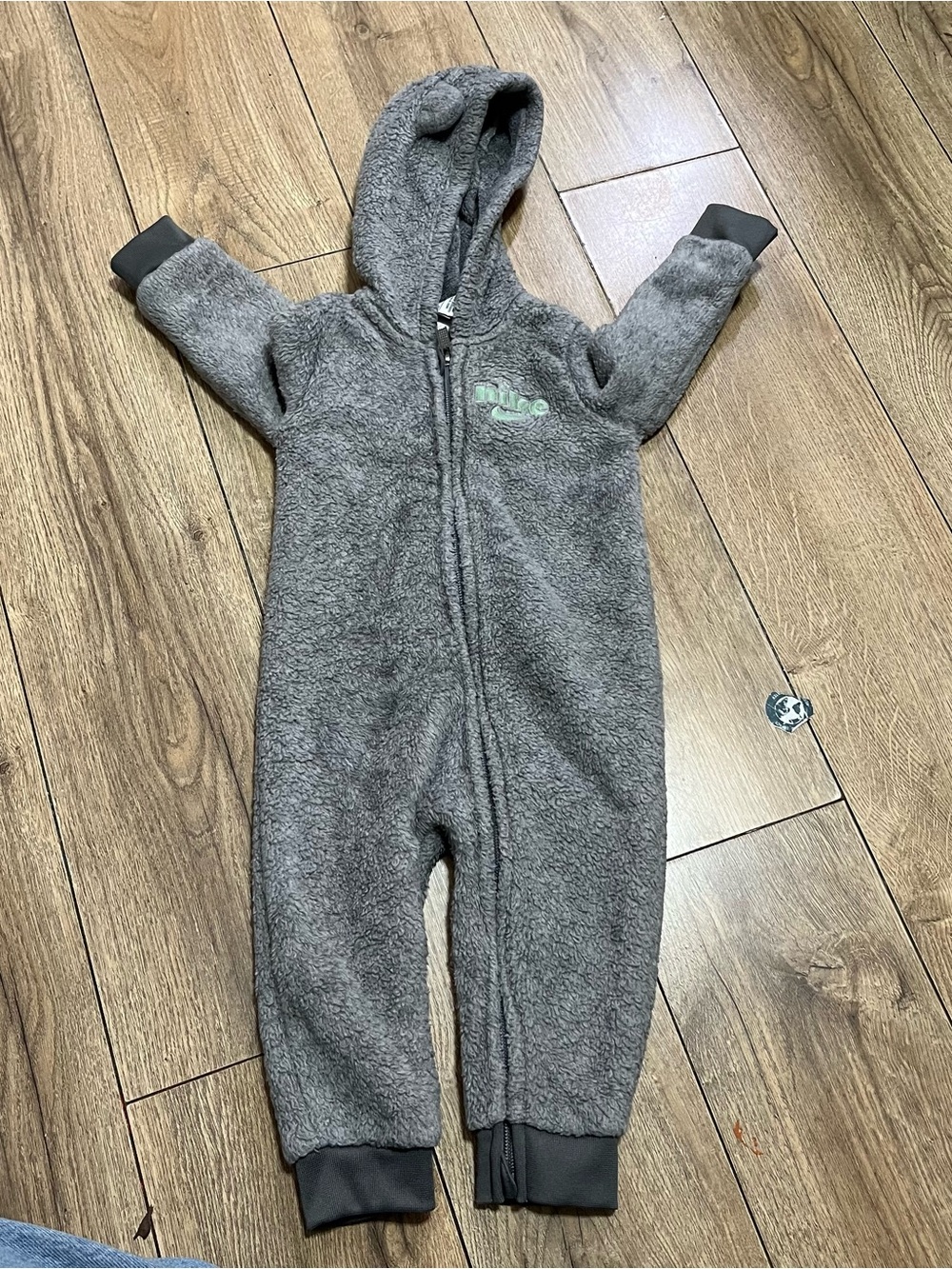 Nike Gray Hooded Fleece One-Piece Footie